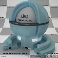 vray for c4d材质：Plastic light blue physical volume refraction SSS 001