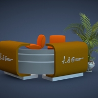 公司接待桌 展厅接待桌C4D模型 Front desk 3D model