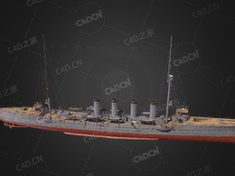 日本海军联合舰队筑摩轻型巡洋舰C4D模型下载Chikuma 3d model