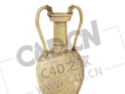 龙纹雕刻花纹双龙尊瓶瓷器文房摆件古董古玩C4D模型下载