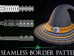 无缝边框花纹图案素材 Artstation – 350 Alpha Seamless Border Patterns Vol.18