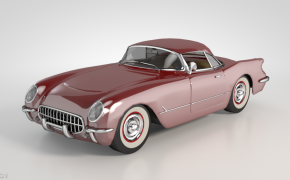 老式红色雪弗兰轿车C4D模型 Vray C4D Chevy