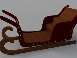 圣诞老人雪橇车C4D模型 traineau pere noel