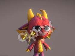 C4D卡通小翼龙角色绑定动画模型 Dragon Idle
