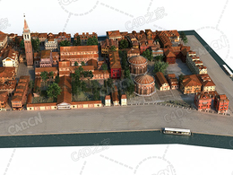 欧美复古红砖房建筑群city c4d model