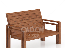 木制长凳C4D户外庭院家具模型下载