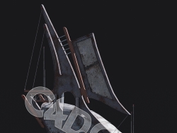 C4D科幻鲨鱼鳍抽象钢铁基地造型蒸汽朋克模型 KB3D_HEM_BldgSM_C__grp