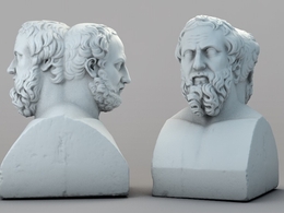 修昔底德和希罗多德合体石像雕塑C4D模型 Double Herm with Thucydides and Herodotus