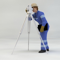 测量工人C4D模型 Workers of 3D model