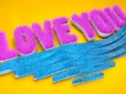 C4D毛发文字动画工程 Bend Text Hair Animation