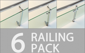 6个高精度玻璃护栏3D模型 Turbosquid – Railing Pack