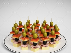 橄榄火腿串食品C4D模型