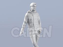 低面多边形卡通人物扶着站立的男人模型