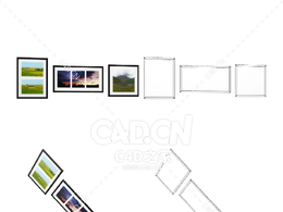 墙上的图片摄影作品挂图相框C4D模型