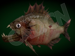 巨齿长牙恐怖血腥食人鱼C4D模型