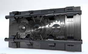 钢铁齿轮大门C4D模型 Steel gear door 3D model