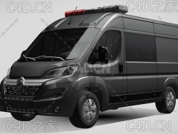 雪铁龙警车面包车2016款C4D汽车模型下载