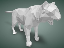 低面多边形老虎C4D模型 tiger 3d model