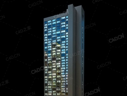 夜间摩天大楼办公楼写字楼C4D模型 Archmodels Vol.103_Night Skyscrapers - model-10
