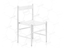 白色木椅餐椅现代简约椅子靠背椅单人椅子C4D模型White Wooden Chair