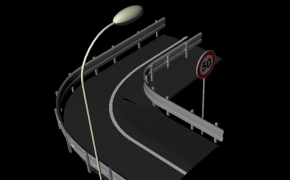 公路转弯段C4D模型 The road turns 3D model