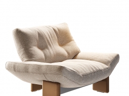 米诺特混合材质扶手椅3D模型素材下载Emmi Armchair Textile Leather by Minotti