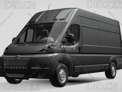 雪铁龙封闭式玻璃面包车货车2006-2014款C4D汽车模型下载