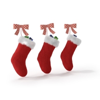 圣诞节饰品：圣诞老人的红袜子C4D模型 Christmas red socks 3D model