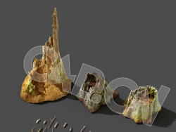C4D OCTANE枯木树桩干树枝朽木根模型
