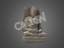 C4D佛像石头大佛坐佛模型 Gandharan sculpture fragments Seated Buddha