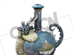 青龙雕花瓷器花瓶酒壶C4D模型下载