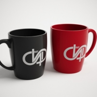 一对黑红色夫妻水杯C4D模型 Cup（vray渲染）