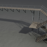 工业设施1-24：：工厂铁质楼梯/车间操作梯3D模型