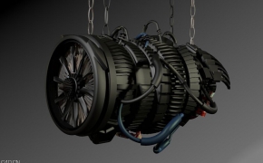 涡轮航空发动机C4D模型 The 3D engine model