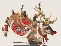 C4D圣诞节驯鹿模型（包含骨骼绑定动画) Reindeer_Run_F 3D Model