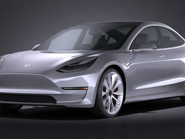 特斯拉电动汽车C4D模型 Tesla Model 3 2018(C4D/FBX/OBJ/MAX等格式)