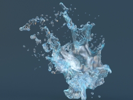 C4D飞溅水花动态液体三维模型工程文件含材质贴图预设3D液态水滴模型素材