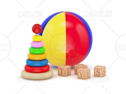 儿童彩虹球积木彩虹塔婴幼儿益智玩具C4D模型