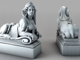 埃及女性雕像 狮身人面像雕塑C4D模型 Sphinx 3d model