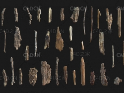 树桩粗树枝苔藓干柴树皮C4D Octane模型