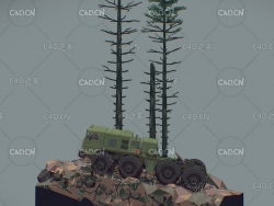 C4D爬坡的越野卡车立体模型