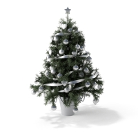 白色圣诞树C4D模型 Christmas tree 3D model