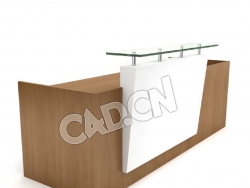 公司前台桌吧台办公家具C4D模型