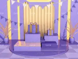 蓝紫色电商礼品大放送创意C4D背景工程