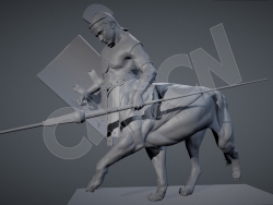 古罗马人面狮身骑兵雕塑C4D模型