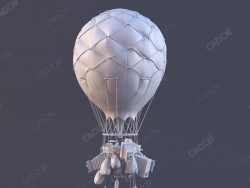 赛博朋克蒸汽气球热气球C4D模型Hot Air Balloon