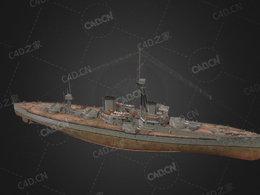 英国皇家海军无畏号战列舰C4D模型下载Dreadnought 3d model