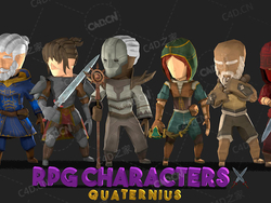 6个低面多边形游戏人物角角动画模型RPG Characters（牧师和尚护林员流氓战士男巫）