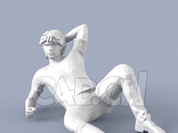 低面多边形卡通人物半躺的男孩模型