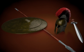 古代兵器C4D模型（长矛/头盔/宝剑/盾牌）Hoplite weapons